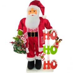 Boneco Natalino Papai Noel Ho Ho Ho Saco Com Presentes 90cm