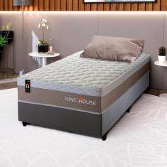 Conjunto Cama Box c/ Molas Ensacadas Sheffield Bege Solteiro 96x203x65