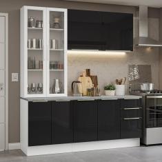 Armário de Cozinha Compacta 190cm Branco/Preto Lux Madesa 02