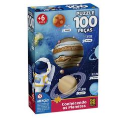 Brinquedo Infantil Quebra-Cabeça Puzzle Conhecendo os Planetas 100 Peç