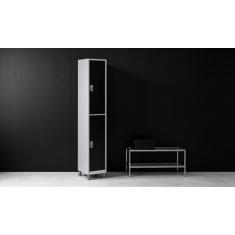 Roupeiro Aço 2 Portas 191x32x40 Cm Guarda Volume C/ Tranca - W3, PRETO