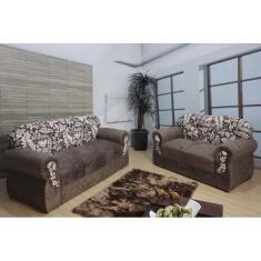Jogo de Sofá de 2 e 3 Lugares Brasil/Viena Marrom Floral