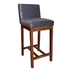 Banqueta Média Estofada com Encosto Lisboa 90 Cm Madeira Maciça Suede Cinza CCS