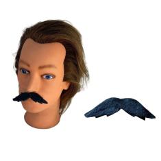 Bigode Falso Preto De Pelúcia Repicado Curvado Kit 3 Un