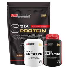 Kit Whey Protein 6 Six Protein 2Kg + Creatina 100g + Glutamina 100g - Bodybuilders-Unissex