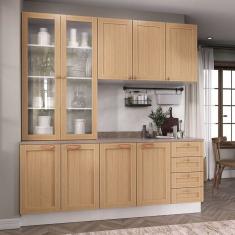Cozinha Modulada 4 Peças com Tampo 2 Aéreos 2 Balcões Arizona Cabecasa Madeiramadeira Figueira
