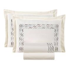 Jogo Lençol Algodão Sofy King Bordado 4 pçs Palha