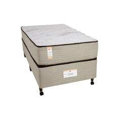 Cama Box Solteiro Castor Dome One Revestida em Tecido Suede + Colchão com Molejo Tecnopedic e Revestimento em Malha 27x88x188cm – Bege