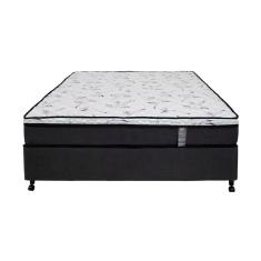 Cama Box de Casal Castor New Alfa com revestimento em tecido Poliéster Cinza + Colchão com Molejo Tecnopedic, Euro Pillow e Malha 24x138x188cm