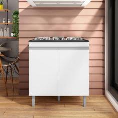 Balcão Para Cooktop De 4 E 5 Bocas Com Tampo Andréia Branco - Ajl Móveis