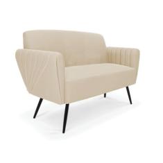 Sofá Namoradeira Pés Palito de Ferro Bruna Suede - D'Rossi, Bege