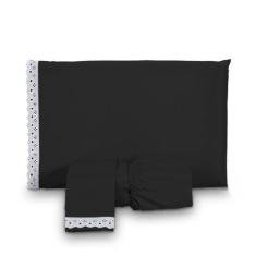 Jogo de Lençol Casal Padrão Microfibra Elegante 3 Peças com Elástico -