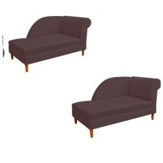 Kit 02 Recamier  Decorativa  Judi Pé em Madeira  2 Lugares Sala de Est