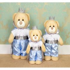 Conjunto de ursos principe 3 pçs - pelucia em pé para nichos e decoraç