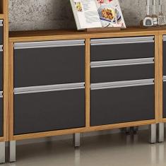 Balcão para Cozinha 1 Porta 4 Gavetas Jade Chf Carvalho/Grafite