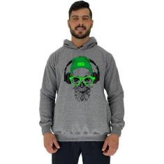 Blusa Moletom Tradicional Com Touca MXD Conceito Caveira De Headset, C