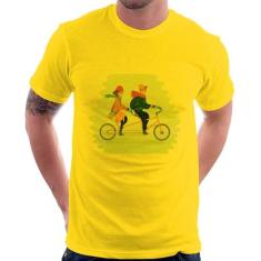 Camiseta Casal  Bicicleta - Foca na Moda, Amarelo, GGG