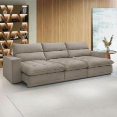 Sofá 5 Lugares Martinho Retrátil Veludo Bege Claro  - Celflex, Bege, M