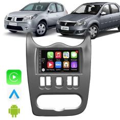 Kit Multimidia Android Sandero 2007 a 2011 7 Pol Carplay Wifi Waze - E