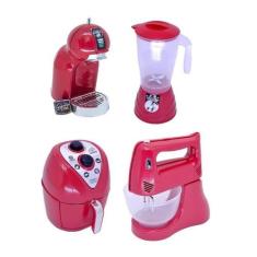 Cozinha Infantil Brinquedo Vermelho - Kit 5 Peças - Altimar