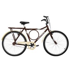Bicicleta de Passeio Ultra Bikes Esporte Stronger Vintage Retrô Line Aro 26 Reforçada Freio V-Brake Bege/Marrom