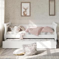 Cama babá solteiro infantil com auxiliar  mdf branco - FRAMAR