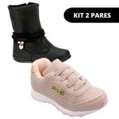 Kit 2 Bota e Tênis Feminino Infantil de Menina Escolar-Feminino