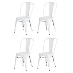 Kit 4 Cadeiras Tolix Iron Design Branca Aço Industrial Sala Cozinha Jantar Bar