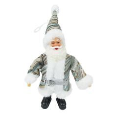 Enfeite Natal Papai Noel Azul Listrado 23cm