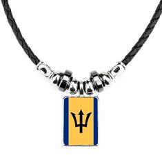 DIYthinker Colar Barbados Bandeira Nacional América do Norte Colar de Couro Feito à Mão