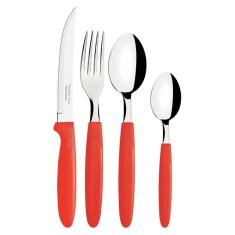 Faqueiro Ipanema em Aço Inox 24 peças Vermelho Tramontina