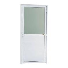 Porta de Alumínio Lambri e Vidro 210x90cm com Vidro Boreal Super Brimak Branco