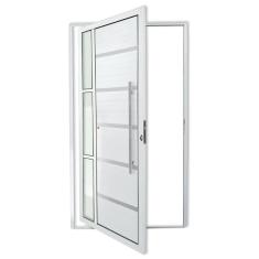 Porta de Alumínio Pivotante Lambri 210x100cm com Puxador Miraggio Super Brimak Branco