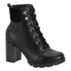 Bota Coturno Beira Rio Salto Tratorado Feminina - Preto - 38