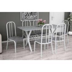 Conjunto de Mesa Miame 150 cm com 6 Cadeiras Madri Branco e Vegetale -