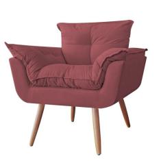Poltrona Decorativa Opalla Suede Vermelho - DS Estofados - Estopar
