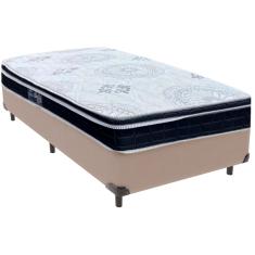 Cama Box Bege e Colchão Orthosono D33 Com Euro Pillow Solteiro Anjos