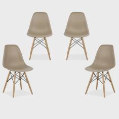 Kit 04 Cadeiras Decorativas Eiffel Charles Eames F03 Nude com Pés de Madeira - Lyam Decor