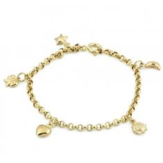 Pulseira de ouro 18 k Elo Português com Pingente