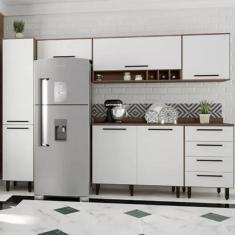 Cozinha Compacta 6 Peças 7 Portas 4 Gavetas Evolution Plus Tannat-branco