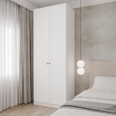 Guarda Roupa Modulado 2 Portas Americanas Com Cabideiro E 2 Gavetas Hera Cabecasa Branco Geada