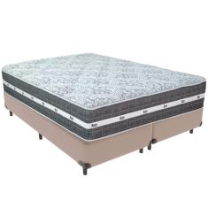 Cama Box Bege E Colchão Black Graphite Molas Ensacadas King 193x203x27 Anjos