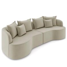 Sofá 3 Lugares 210cm Orgânico Quito K04 Veludo Bege - Mpozenato