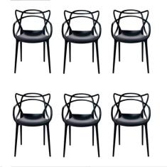 Kit 6 Cadeiras Allegra Preta Sala Cozinha Tendencia Jantar - Universal