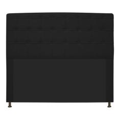 Cabeceira Estofada Dama 195 cm King Size Com Botonê Corano Preto - Doc