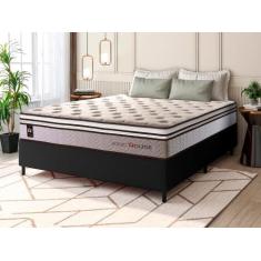 Conjunto Cama Box c/ Molas Ensacadas Liverpool Bege Casal 138x188x73 -