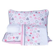 Jogo De Cama Corações Branco Queen 04 Peças - Micropercal 180 Fios