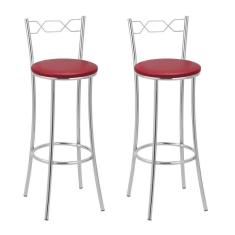 KIT 2 Banquetas Cromadas Bc51-a - A107 Cromada/Vermelho
