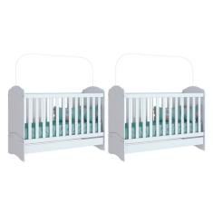 Berço Infantil Bala De Menta 3 Em 1 (2 Un) Branco - Henn