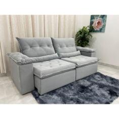 Sofá Retrátil Reclinável Las Vegas 2.30m – Prata Veludão